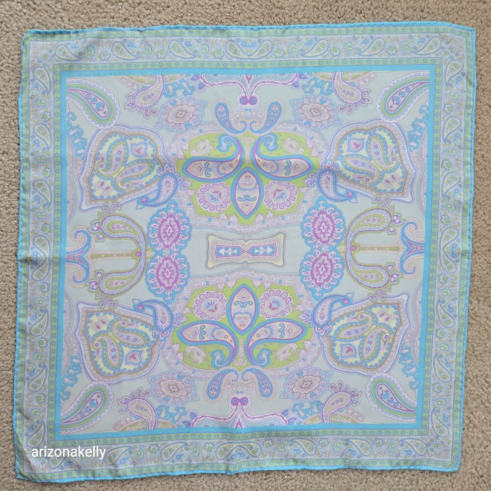Silk Scarf Pastel Colors Hand-Rolled Easter